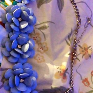 Floral statement  necklace periwinkle blue
